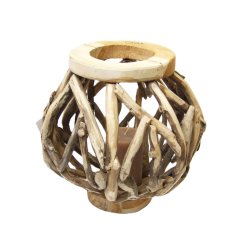 Lampion z drewna TEAK Hand Made 30cm